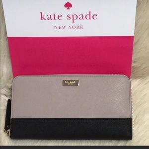 KATE SPADE Saffiano Almd/Black Laurel DallyWay NWT